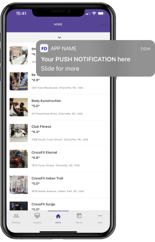 Push notifications inside social media app